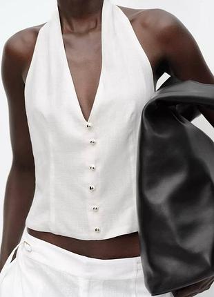 Топ з коміром халтер zara 2