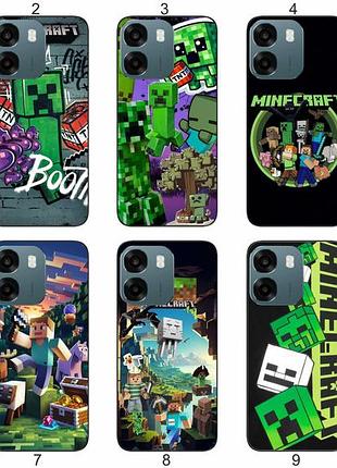 Силиконовый чехол с принтом minecraft майнкрафт для oppo a6 защита в игровом стиле