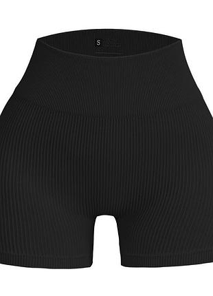 Женские шорты рубчик черные (70179)