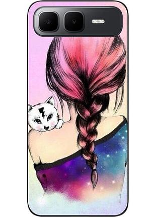 Силиконовый чехол epik для infinix smart 10 plus (x6725b) с принтом девушка с котенком