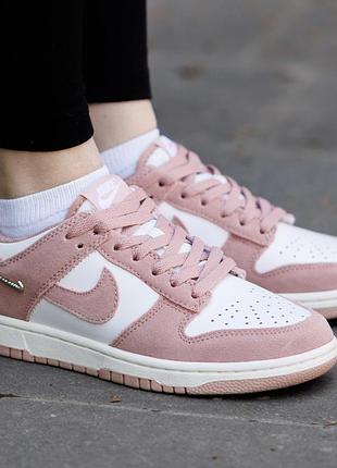 Женские кроссовки nike sb dunk low розовые фирменные легкие кеды из замши и кожи высокого качества городской стиль найк сб данк ло