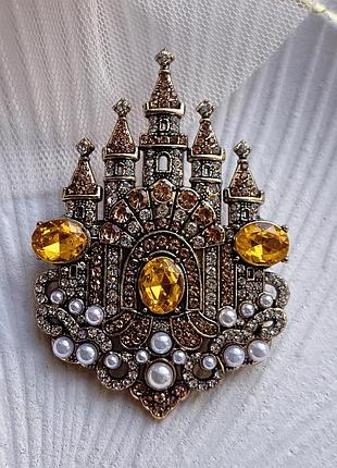 Брошь " королевский дворец" 7см, замок, сказочный