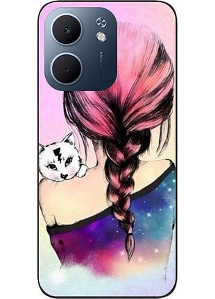 Силиконовый чехол epik для oppo a5x с принтом девушка с котенком