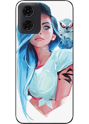 Силиконовый чехол epik для motorola e14 с картинкой девушка с совой