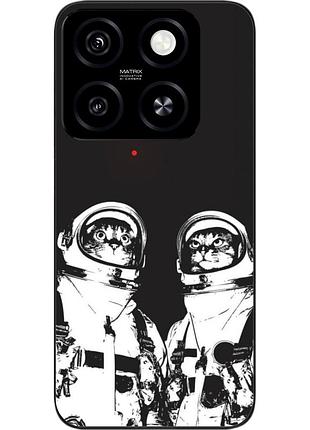 Силиконовый чехол бампер epik для zte blade a55 4g с картинкой космонавты коты