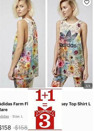 1+1=3 майка в квітковий принт adidas x farm floral rio баскетбол