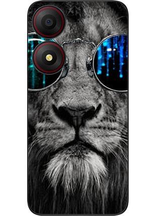 Силіконовий чохол epik для zte blade a34 з картинкою лев в окулярах