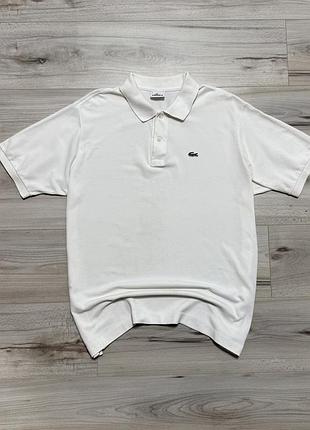 Преміальна біла футболка поло лакост lacoste pique polo, xl (6), оригінал