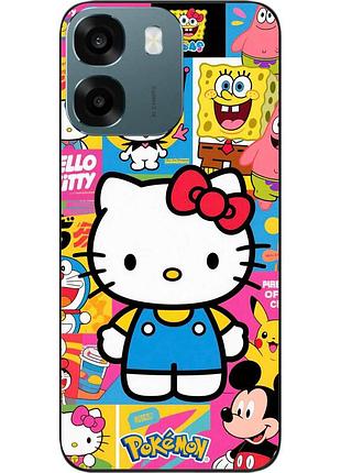 Бампер силіконовий чохол epik для oppo a6 з принтом мультяшний всесвіт hello kitty