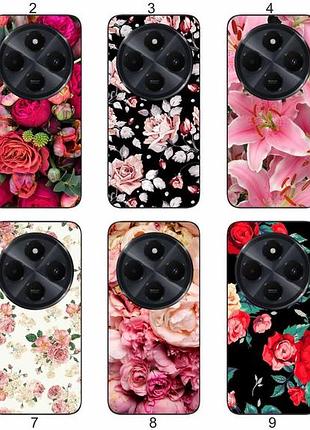 Силиконовый чехол цветы для xiaomi poco c75 яркий цветочный принт
