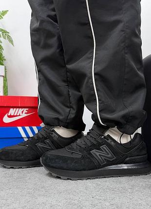Утепленные зимние мужские кроссовки new balance 574 winter termo gore-tex black New belанс черного цвета термо