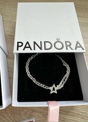 Браслет pandora з подвійним ланцюжком «зірка, що падає» / браслет пандора / pandora bracelet