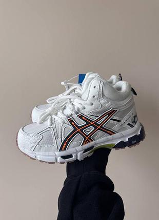 Женские кроссовки asics gel kahana 8 high white black orange fur ❄️