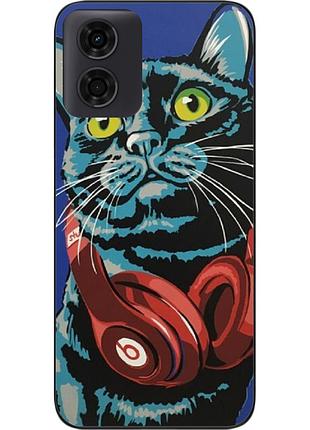Силиконовый чехол epik для motorola g04 с картинкой кот с наушниками