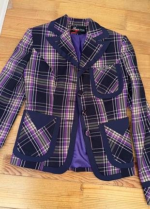 Фіолетовий піджак у клітку sarah chole made in italy, розмір xs