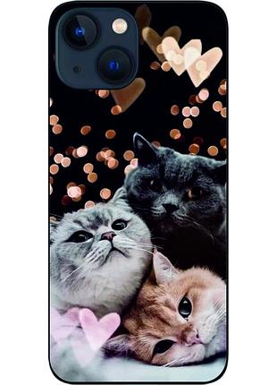 Силиконовый чехол бампер epik для iphone 13 mini с картинкой три кота