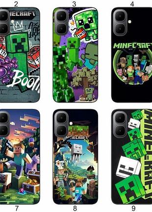 Силиконовый чехол с принтом minecraft майнкрафт для infinix smart 10 (x6725) защита в игровом стиле