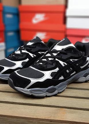 Чоловічі якісні та стильні кросівки asics gel-nyc thermo black чорні з сірим