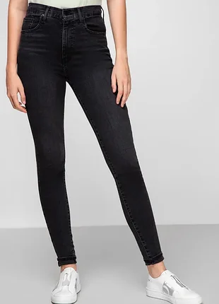 Джинсы скинни черные высокая талия 👖 levi's premium mile high super skinny 🖤 высокая посадка w27 l30 ✨ зауженные американки