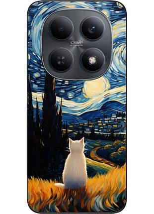 Чехол силиконовый epik для xiaomi redmi note 15 4g / 5g с принтом белый кот и звёзды ван гога