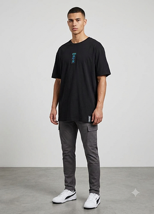 Черная оверсайз футболка foxed store / fxxd в ретро стиле 2000-х (4xl)