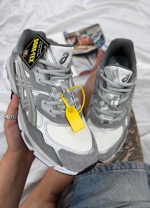 Кроссовки мужские asics gel-nyc grey silver gore-tex светло-серые демисезонные