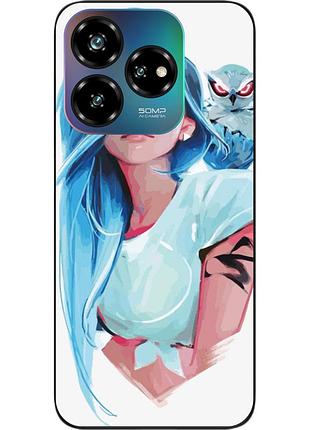 Силиконовый чехол epik для zte nubia v60 design с картинкой девушка с совой