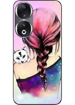 Силіконовий чохол epik для honor 90 з картинкою дівчина з кошеням