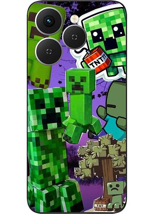 Чехол силиконовый epik для tecno spark 40 (km5n) с принтом minecraft зеленая угроза