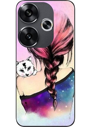 Силиконовый чехол epik для xiaomi poco f6 с картинкой девушка с котенком