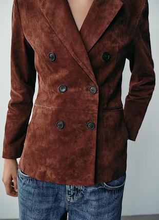 Блейзер жіночий коричневий шкіряний zara new