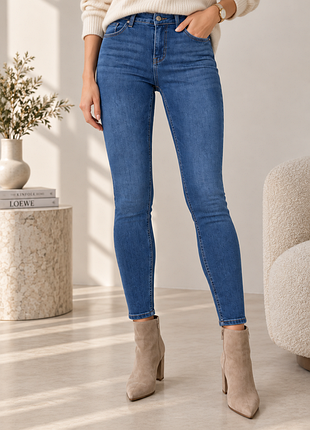 🔥 esmara нижняя - женские синие джинсы super skinny fit, новые с биркой