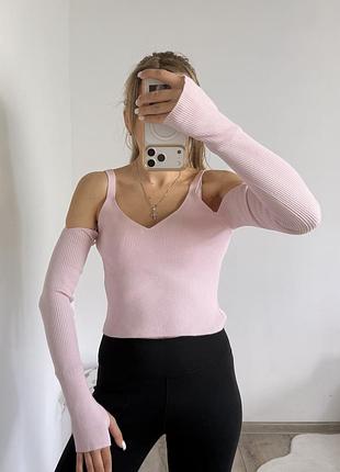 Zara кофта в рубчик рожева розмір м