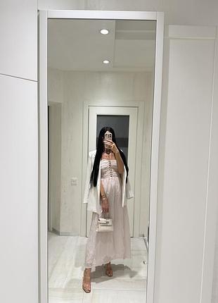 Ніжна натуральна рожева сукня міді h&m