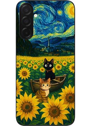 Чехол силиконовый epik для samsung galaxy a57 с изображением коты под звёздной ночью