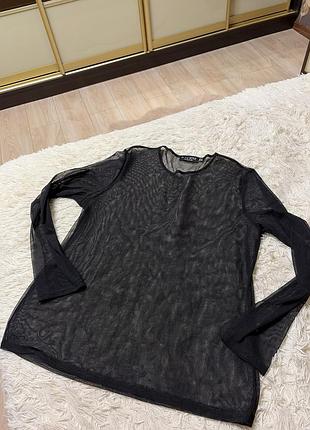 Черный прозрачный лонгслив из сетки бренда in the style.