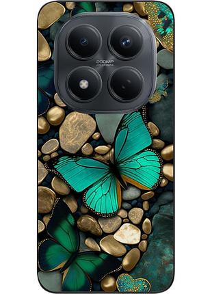 Чохол силіконовий epik для xiaomi redmi note 15 pro+ 5g з принтом бірюзові метелики на камені