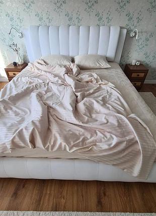 Постельное белье бязь голд полоска айвори голд двуспальный