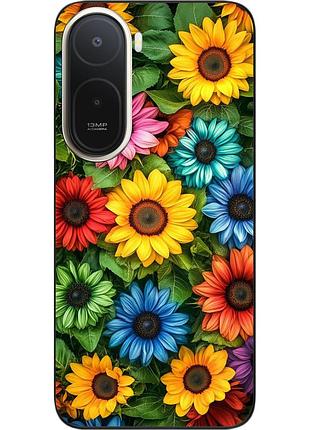 Силиконовый чехол бампер epik для xiaomi poco c81 pro с картинкой радужные подсолнухи