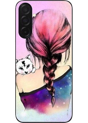 Силиконовый чехол epik для samsung galaxy a36 5g с картинкой девушка с котенком
