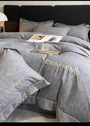 Постельное белье фланель charming серое евро