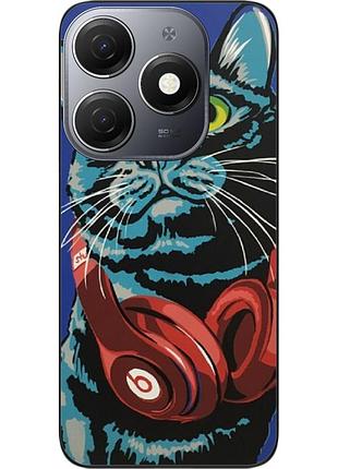 Силиконовый чехол epik для tecno spark 20 (kj5n) с картинкой кот с наушниками