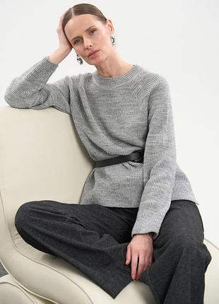 Джемпер женский вязанный мягкий теплый однотонный, цвет серый. модель 2844 trikobakh 46/48