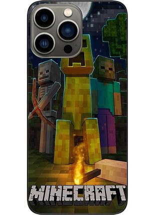 Силиконовый чехол epik для iphone 13 pro с картинкой майнкрафт крипер и друзья