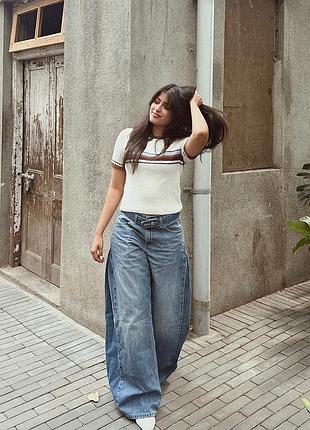 Джинсы с поясом trf со средней талией zara