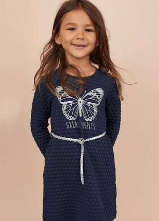 Сукня для дівчинки h&m з довгим рукавом синя розмір 134/140 (8-10 років)