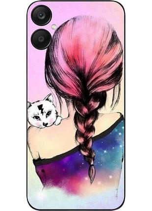 Силиконовый чехол epik для samsung a06 galaxy a065f с картинкой девушка с котенком
