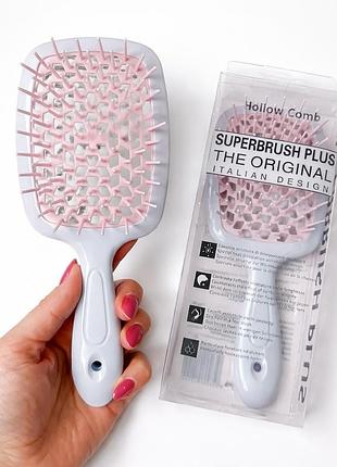 Расческа для волос superbrush plus hollow comb, белая/пудра