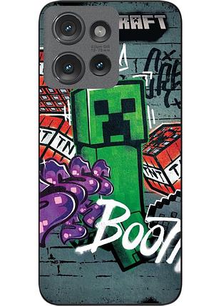 Чохол силіконовий epik для motorola edge 50 з принтом minecraft крипер бум