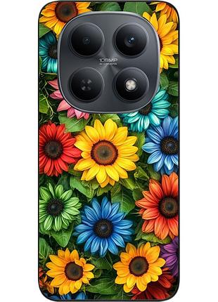 Силиконовый чехол бампер epik для xiaomi redmi note 15 4g / 5g с картинкой радужные подсолнухи